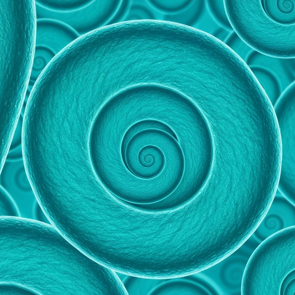 Microscopic view of spirulina algae structure with spiraling patterns